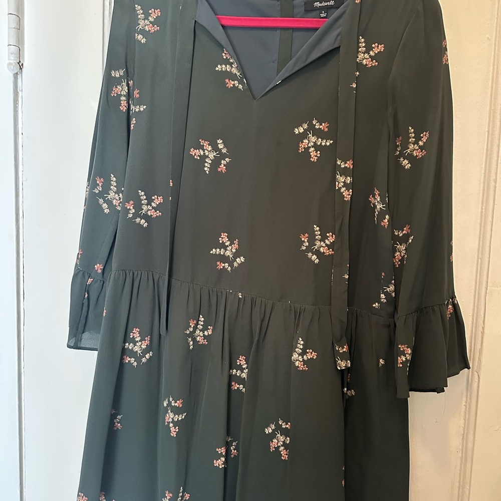 Madewell Dark Green Floral Dress